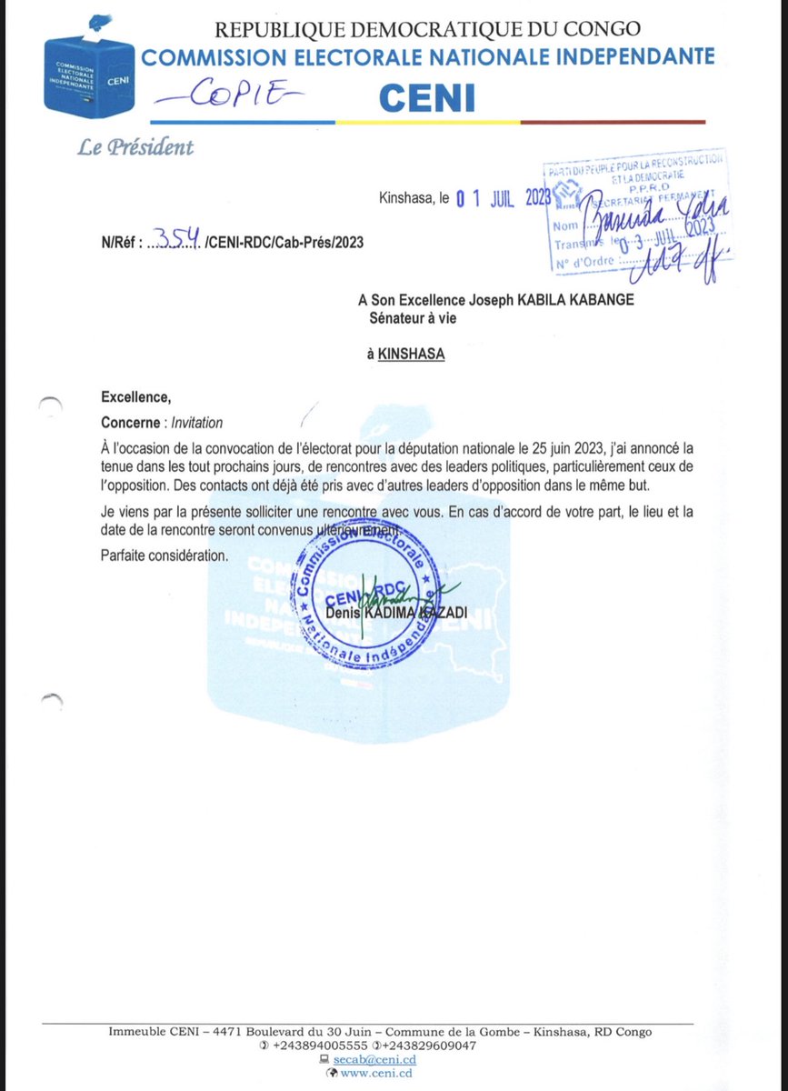 CongoNouveau24's tweet image. #RDC:Rencontres CENI - Opposition : Joseph #Kabila invité par Denis #Kadima.