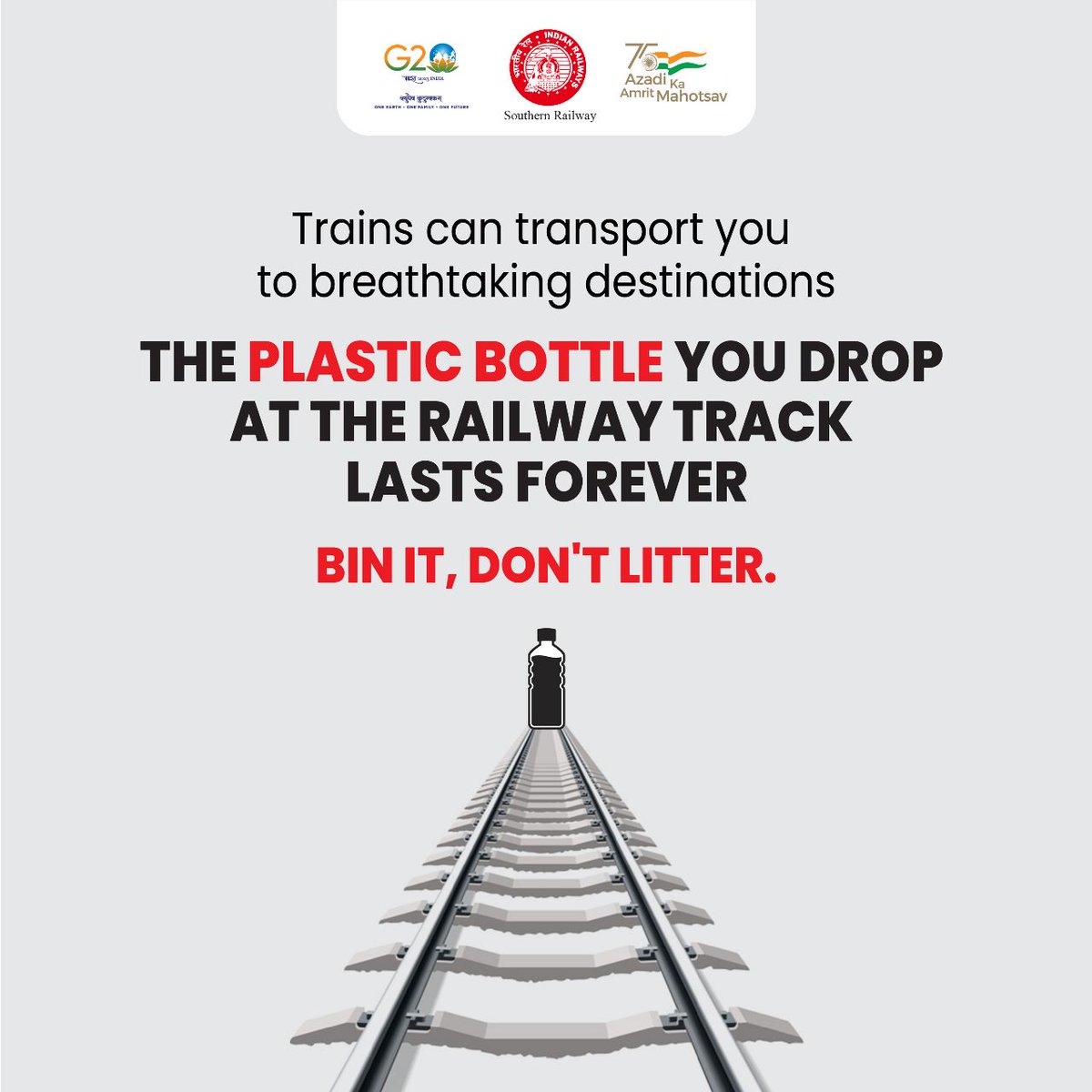 DrmChennai's tweet image. Track your responsibility! 

🌿 Let&apos;s keep our tracks clean and green! Say no to plastic waste and dispose of it responsibly.

#AvoidPlastic #SayNoToPlastic #SustainableLiving #SaveEarth #SavePlanet @railminindia @gmsrailway