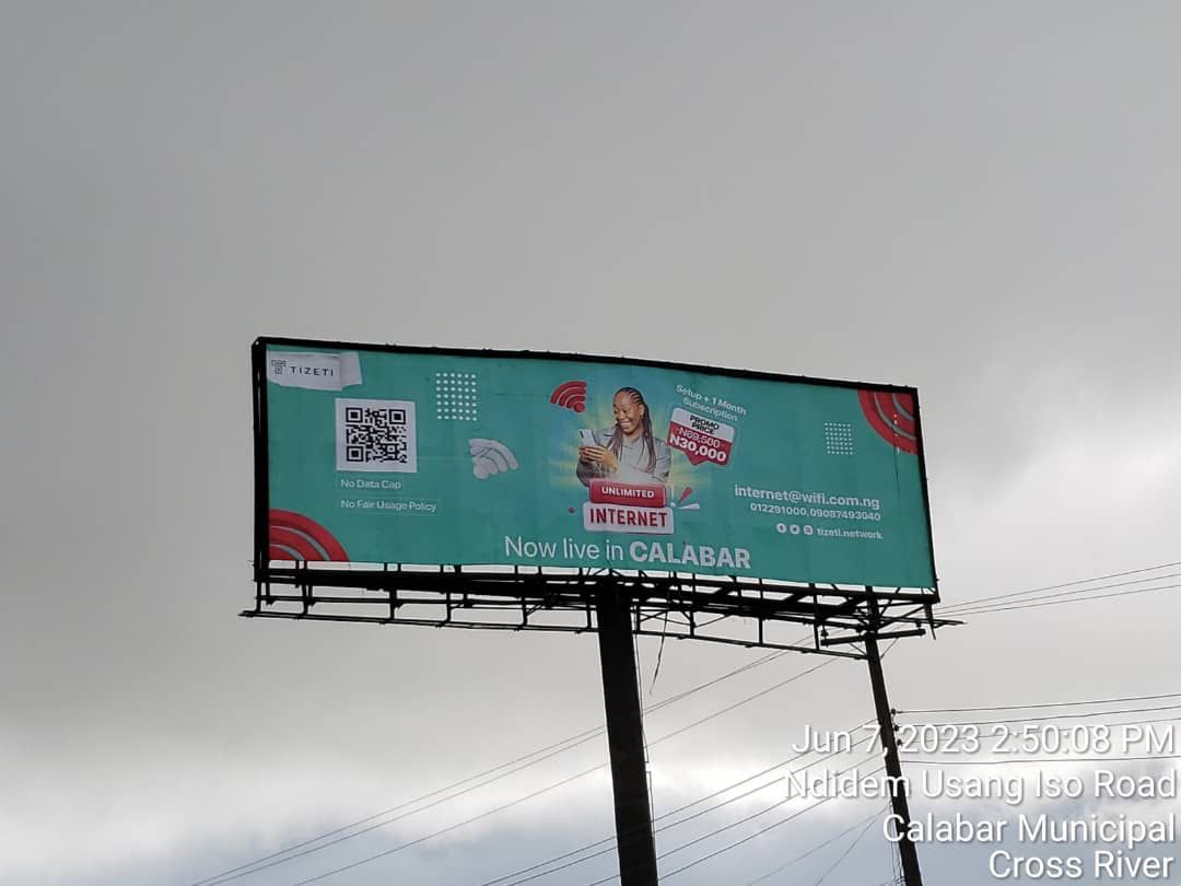 tizeti's tweet photo. You can now enjoy unlimited and reliable internet with no data caps in Calabar!
Subscribe and enjoy the promo offer of N30k.
https://t.co/VLsJ0lmy3k
Photo: Tizeti #Billboard at Effe-Afe junction, Calabar
#UnlimitedInternetInNigeria #Tizeti #NewLocationsAlert #CrossRiver https://t.co/EL6hSviwRC