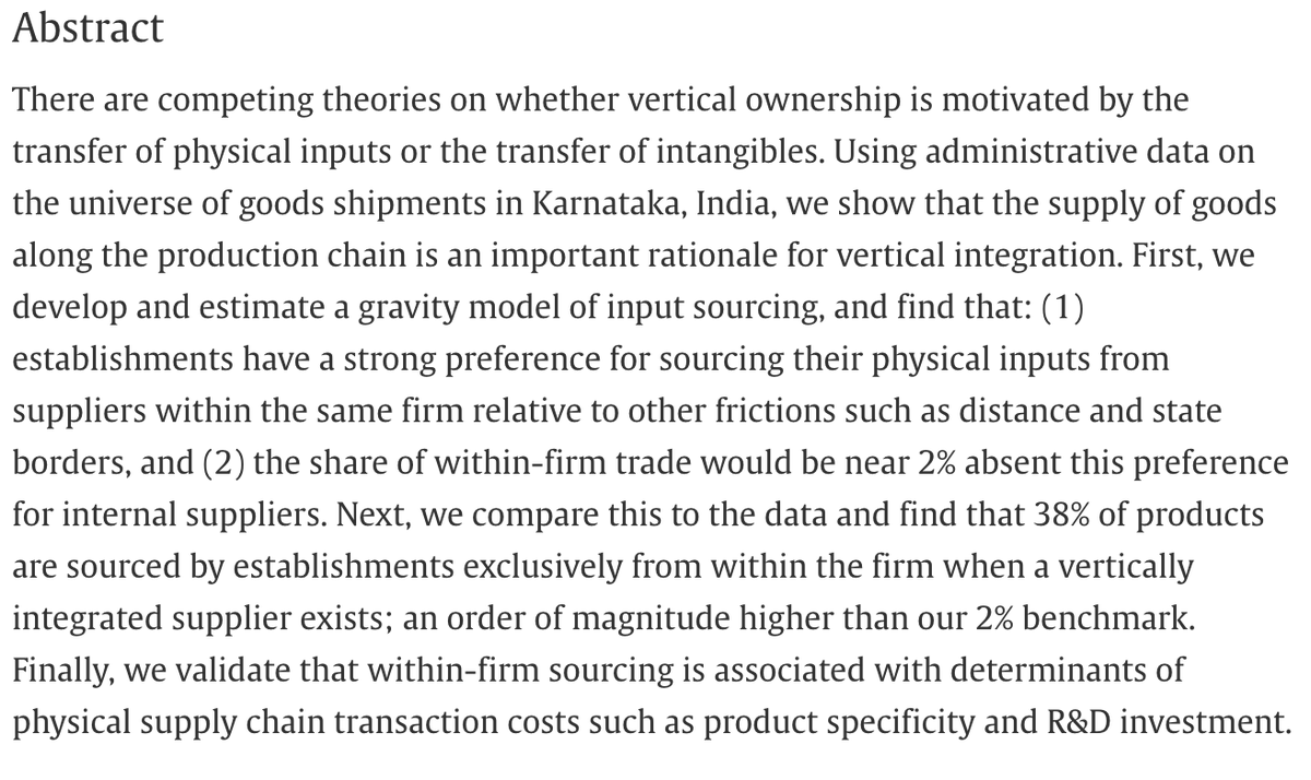 Journal of International Economics (@jintlecon) on Twitter photo New: "Within firm supply chains: Evidence from India" by Shresth Garg (<a href="/ShresthGarg17/">Shresth Garg</a>), Pulak Ghosh (<a href="/iimb_official/">IIM Bangalore</a>) and Brandon Joel Tan (<a href="/brandonjoeltan/">Brandon Joel Tan</a>). What drives vertical integration?
doi.org/10.1016/j.jint… 1/2 New: "Within firm supply chains: Evidence from India" by Shresth Garg (<a href="/ShresthGarg17/">Shresth Garg</a>), Pulak Ghosh (<a href="/iimb_official/">IIM Bangalore</a>) and Brandon Joel Tan (<a href="/brandonjoeltan/">Brandon Joel Tan</a>). What drives vertical integration?
doi.org/10.1016/j.jint… 1/2