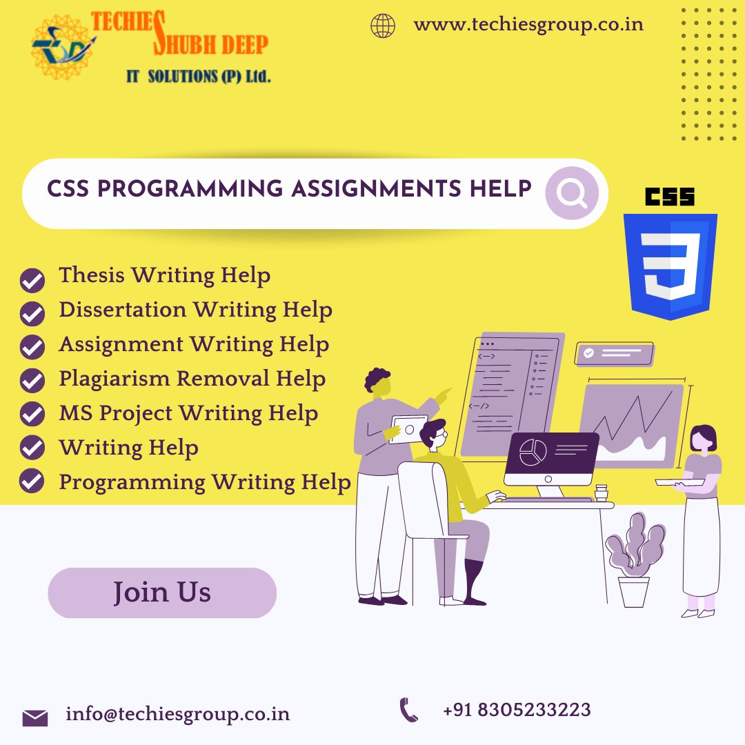 sneha_singh1012's tweet image. CSS programming assignments help
+91 8305233223 or +91 8770329822. info@techiesitsolutions.com techiesgroup.co.in
#CSSProgramming #AssignmentHelp #TechieShubhdeepITSolution #ProgrammingAssistance #WebDevelopment #CSSAssignments #ExpertProgrammers #TechiesGroup #ITsolutions