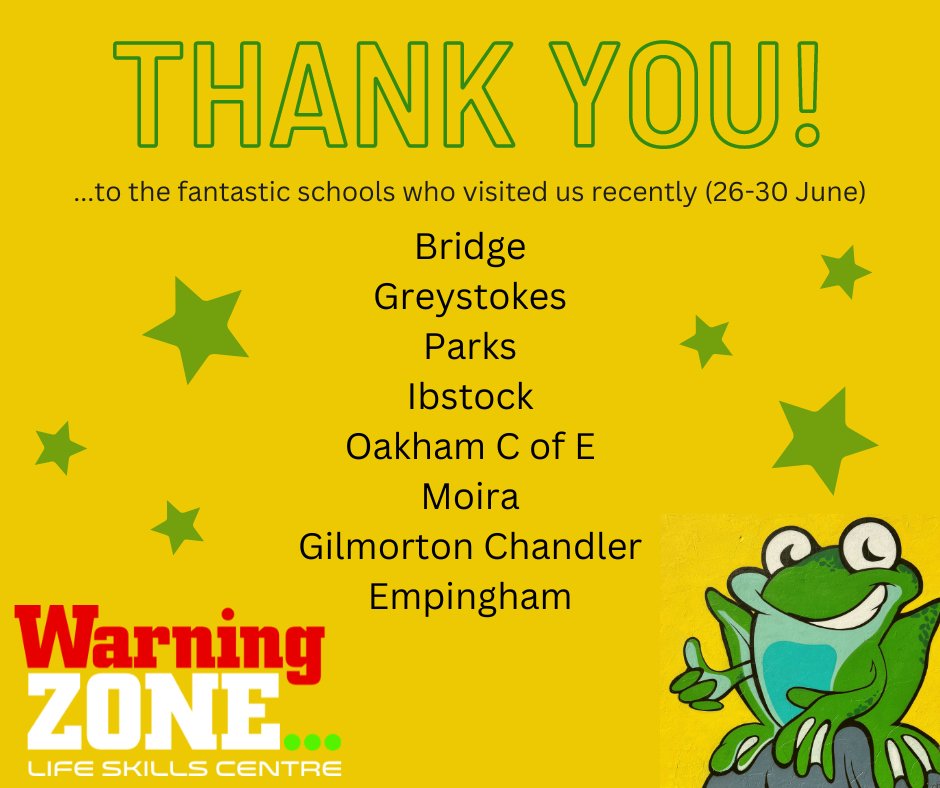 Lots more brilliant visits from so many fantastic schools throughout June 💚 We're always looking for volunteers! For more info 👇 🌐 warningzone.org.uk/volunteer 📞 0116 2629739 📧 volunteer@warningzone.org.uk