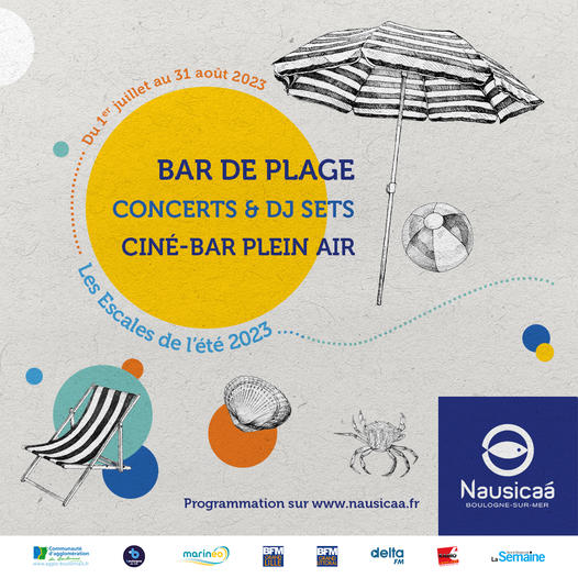 Les escales culturelles de l'été à <a href="/PlaneteNAUSICAA/">Nausicaá</a> ➡ le Blue #Bar est ouvert pour une 3ème saison et vous propose des concerts &amp; DJ sets, des ciné-bar plein air, des journées dégustation... avec une vue imprenable sur la #mer !

ℹ bit.ly/Escales-ete-Na…