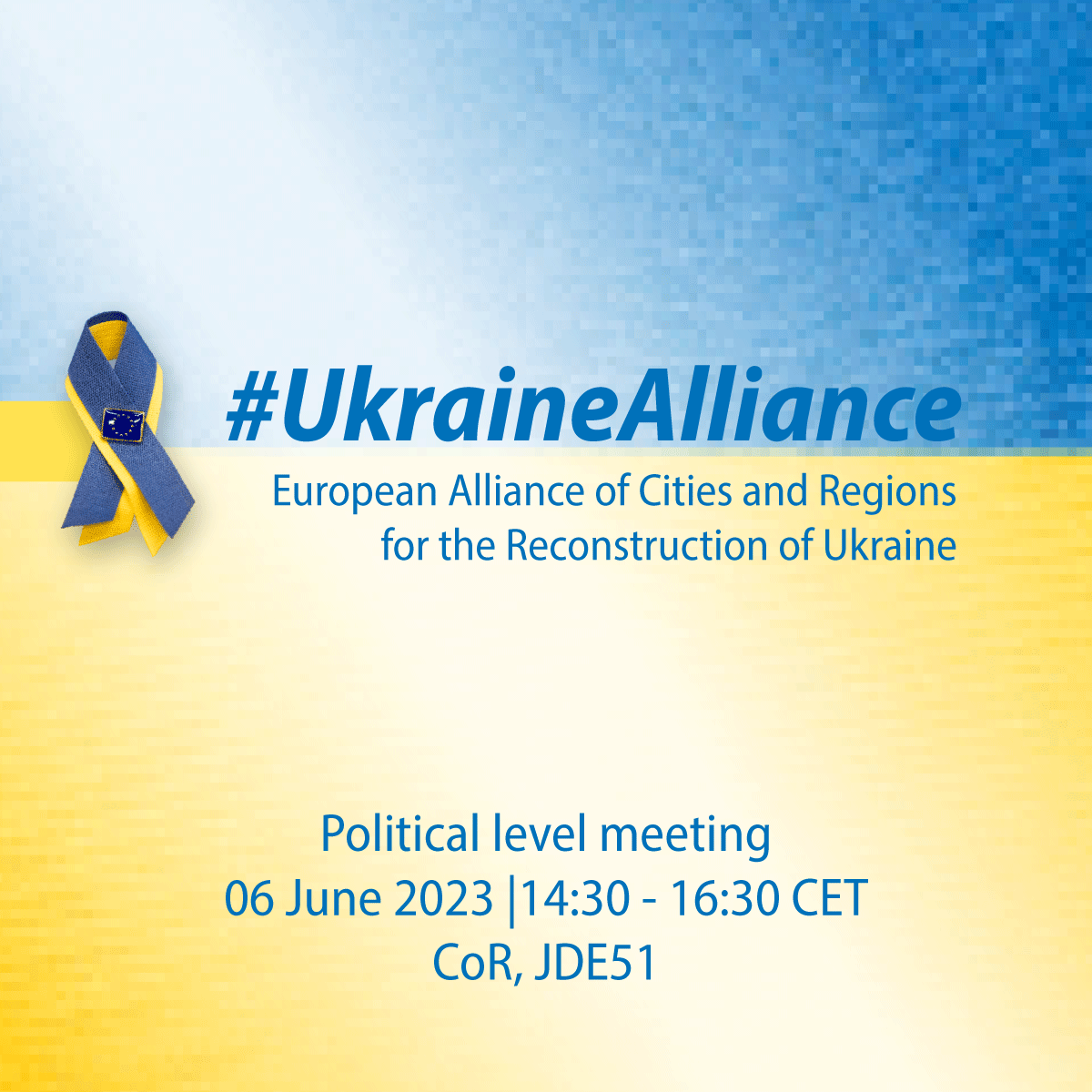 🇺🇦 🇪🇺 The CoR will host today a #UkraineAlliance political meeting.

The event will provide the Alliance's political leadership with a platform to debate the strategic outlook for Ukraine's reconstruction and recovery process.

📍 CoR
⏲ 14:30 - 16:30 (CET)

#StandWithUkraine