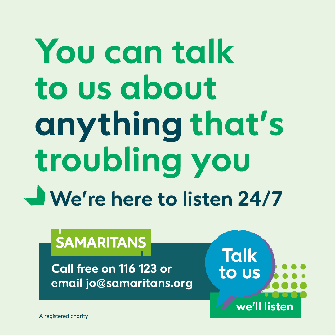 Today is #SamaritansAwarenessDay 💚 We’re sharing @Samaritans campaign to remind people that Samaritans are always there, 24/7, for anyone who’s struggling to cope.