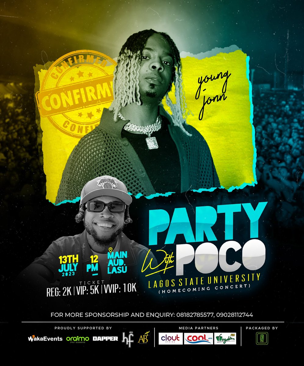 LasuFM's tweet photo. Pocolee Home Coming 🚀🚀

Mark your calendars and get ready to party,vibe and groove at the home coming party with @Poco_lee21 happening right here in Lasu.🥳

Click the link on this link for your tickets 

https://t.co/0UwRSMyfvW

#Homecomingwithpocolee
#optimizeentertainment https://t.co/1PHcG5je6y