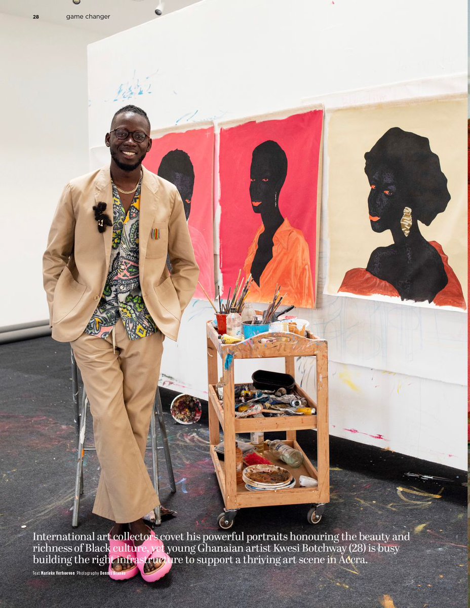 Jay_Zugah's tweet photo. @KWESIBOTCHWAYGH 'Green Fluffy Coat' from his exhibition titled 'Dark Purple Is Everything Black' is the cover of The July Issue of @KLM Holland Herald Magazine. Botchway talks about his art revolution in Accra 🇬🇭.
#artistkwesibotchway #worldfaze #facesofthefuture https://t.co/zjqCZFuxdF