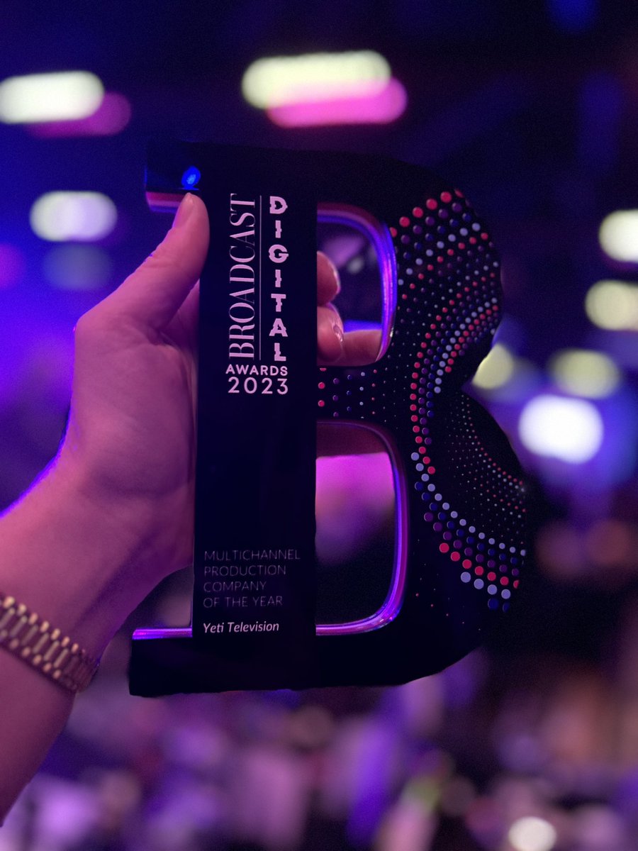 WeAreYetiMedia's tweet photo. Absolutely over the moon that Yeti won Multi-Channel Production Company of the Year at the 2023 Broadcast Digital Awards. To have triumphed against such amazing competition is the stuff of dreams! #stillinshock @price_sian https://t.co/v1H5a1IkHs