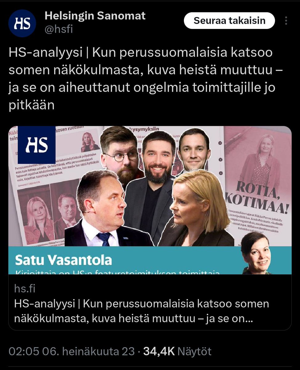 TereS_Arkisto's tweet photo. Hesari kytkee minut äärioikeistoon, natseiluun, maalittamiseen, häiriköintiin, toimittajien painostamiseen. Sadattuhannet suomalaiset näkevät nämä syytökset edelleen HS:n somessa, printissä, näköislehdessä.

Kuka siis maalittaa? Kenen maine yritetään pilata? @anteromukka https://t.co/zPMd7PSJmn