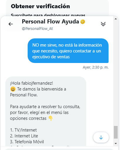 fabiojfernandez's tweet photo. No todo tiene que resolverse por ChatBot's @PersonalFlow_At Quiero que me atienda un ejecutivo de cuenta. Los espero , gracias! https://t.co/mKSYmznDFp