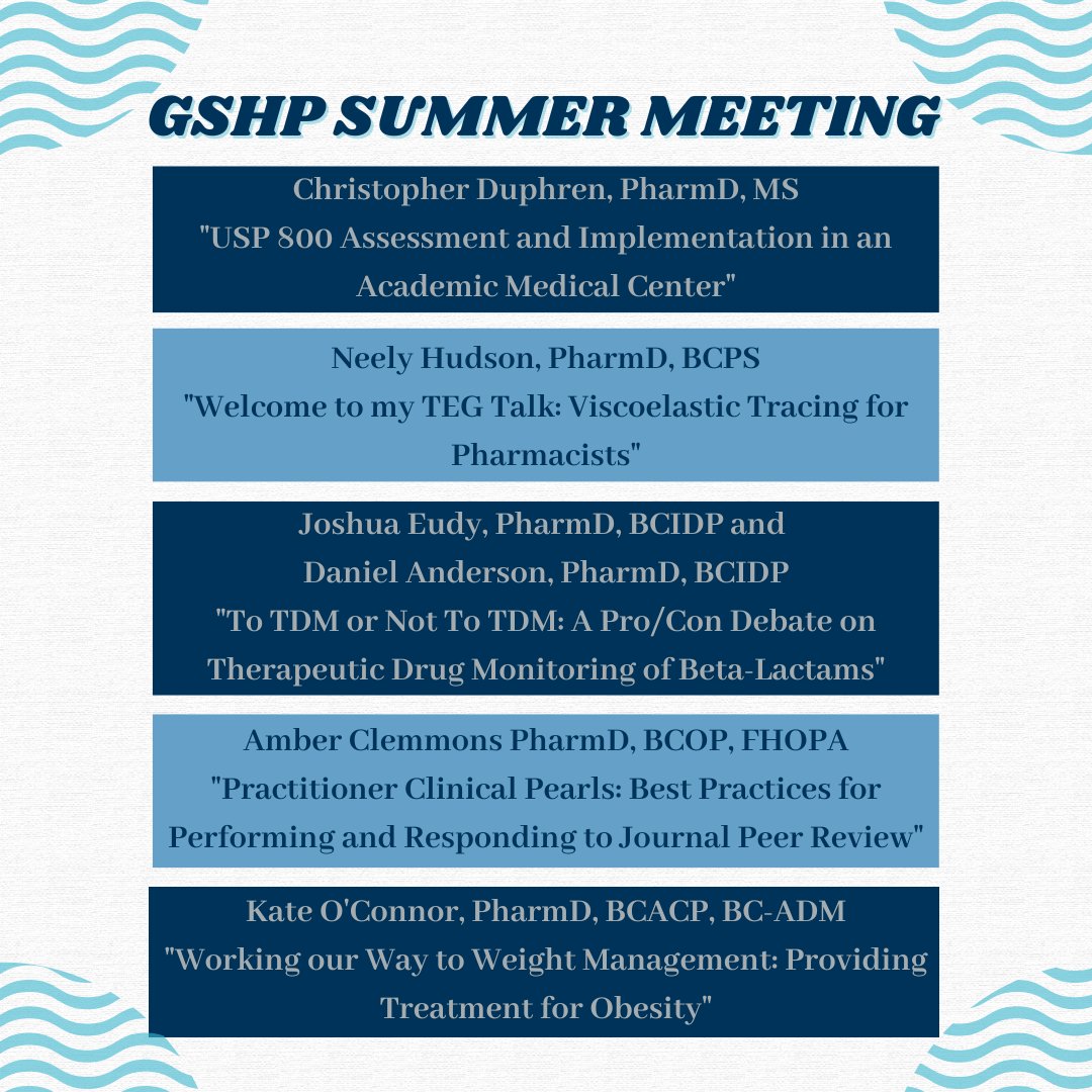 Attending the <a href="/GSHPofficial/">GSHP</a>  Summer Meeting this weekend? 

Check out some of our preceptors making a splash! 

gshp.wildapricot.org/summer-meeting…