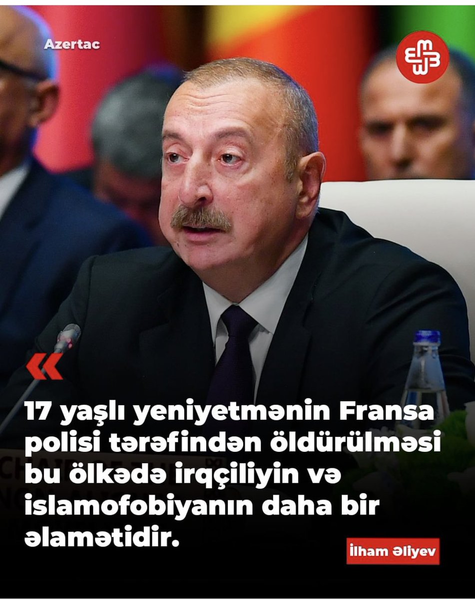 JalilzadeManaf's tweet photo. @presidentaz : The killing of a 17-year-old teenager by the #French #Police is another sign of racism and Islamophobia in this country
I'm going to die of laughter because of this stupid president talking so much😂
☑️ In 2016, entering the houses of worshipers in #Nardaran and killing them, tearing the #Koran books
☑️ The arrest of more than 500 religious people in the last 6 months in the name of #Iranian spies
☑️ Closure of about 100 #mosques in the last 5 years
☑️ 1767 soldiers were brutally tortured in #Tartar #Genocide in 2017 ( More than 100 soldiers were killed as a result of torture)
☑️ 2 weeks ago, women were brutally beaten and with #Gun fired upon by the police in the city of #Gadabay
in fact, I could extend this list. these and other terrorist incidents against people took place in #Azerbaijan🇦🇿
O , Aliyev, if you want to talk about humanity and police violence, start from Azerbaijan first