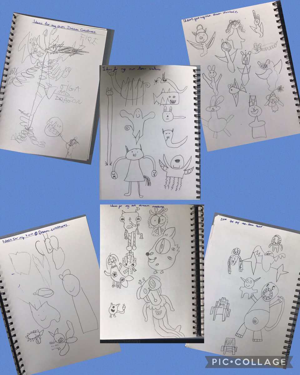 OJS_Year4's tweet photo. Using inspiration from Salvador Dali and his Surrealist artwork, we created our own dreamlike creatures. We practised different pencil lines to create texture and also experimented with colour, using blending and different tones of colour to add to our creatures. #OJSArt https://t.co/ggK6NPmDrF