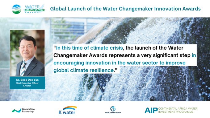 GWPSAF's tweet photo. Dr. Seog Dae Yun, CEO - @Kwater_twitt says "global cooperation and collaboration is key in addressing climate change and in achieving carbon neutrality."

#Live during the Global Launch of the #Water Changemaker #Innovation Award. https://t.co/a9L0qP773P
