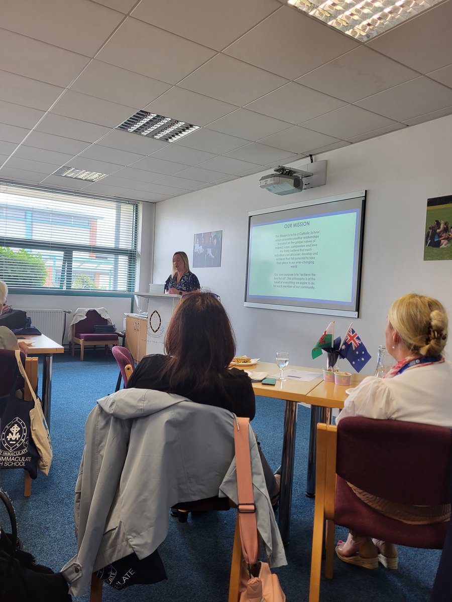 Diolch yn fawr, <a href="/Mary_1mmaculate/">Mary Immaculate</a> for the wonderful welcome to your school this afternoon. A beautiful introduction from your SLT (Student Leadership Team) and a gorgeous spread too! 🏴󠁧󠁢󠁷󠁬󠁳󠁿🇦🇺❤️ <a href="/TaithWales/">Taith</a> #InternationalisingEducation #OSydneyiGymru