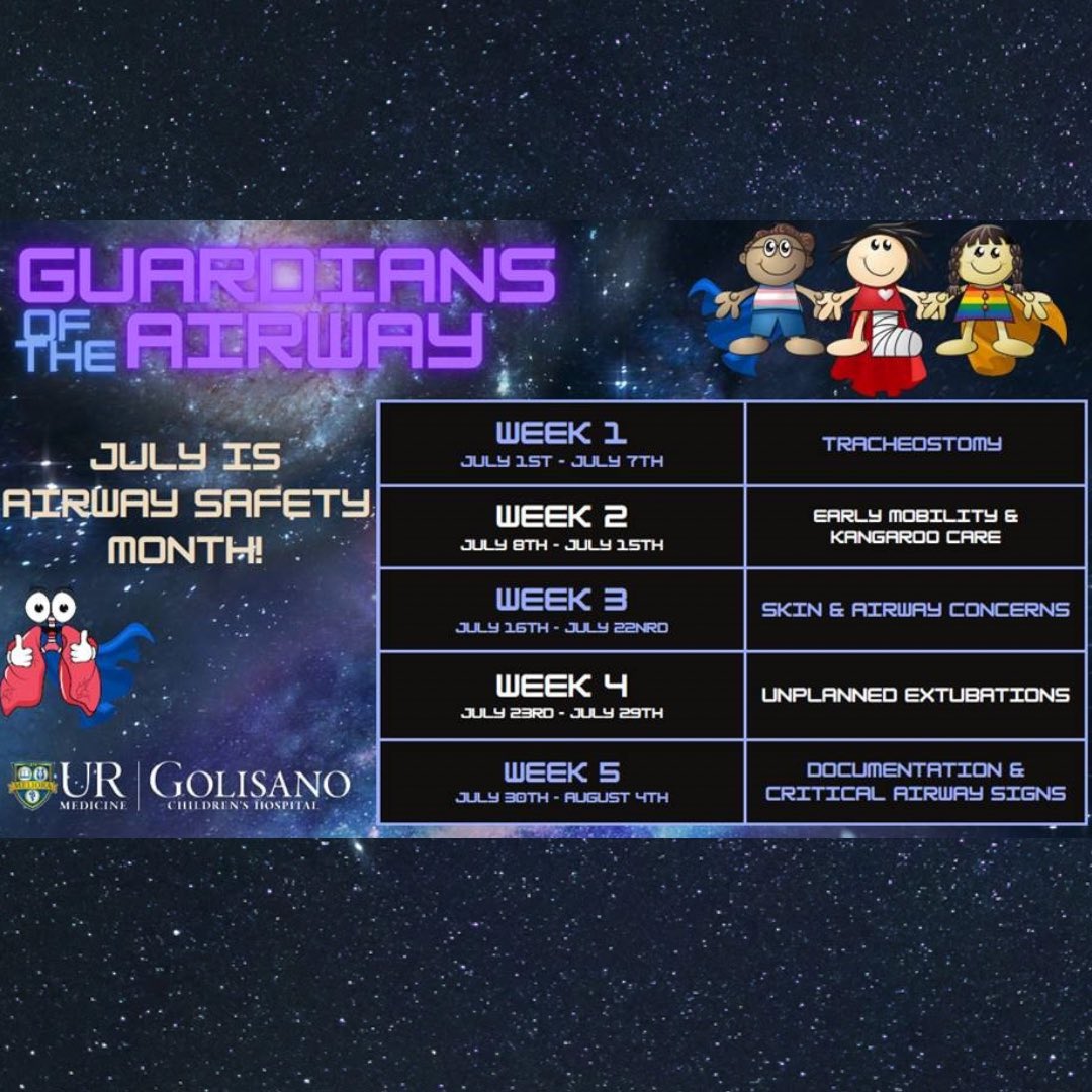 Coming to an area near you.. the 2nd annual GCH #AirwaySafety Month! Participate in weekly activities to become a Guardian of the Airway, and win some prizes!