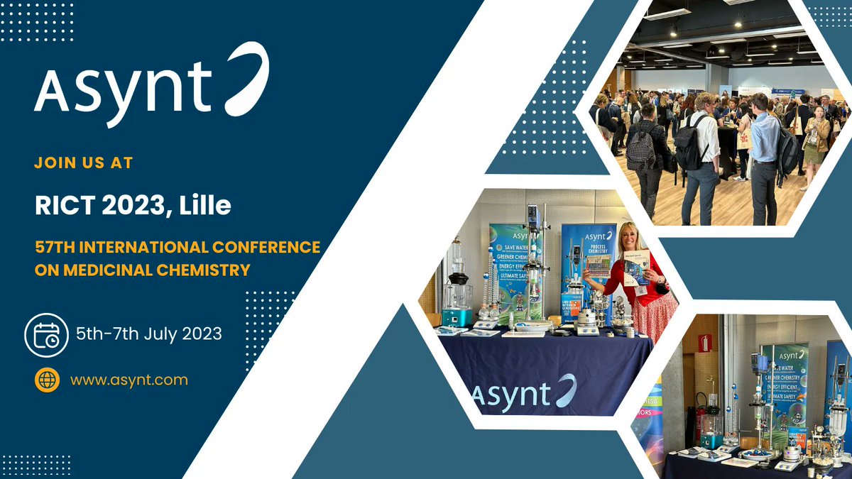 Asynt's tweet photo. @KerryScientific is out an about again! Join her at the 57th International Conference on Medicinal Chemistry (RICT 2023, Lille) to catch up on the latest advancements in sustainable lab equipment at Asynt.
#Conference #Chemistry #Pharmaceutical #Labequipment #RICT2023 https://t.co/toVIPjHVPo