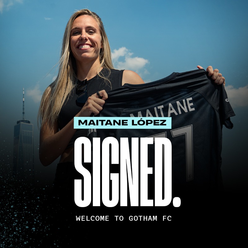GothamFC's tweet photo. Signed, sealed, delivered. ✍ 

¡Bienvenida a #GothamFC, Mai! Spain international @maiitane9 has signed a two-year contract through 2024 with an option year. 🇪🇸