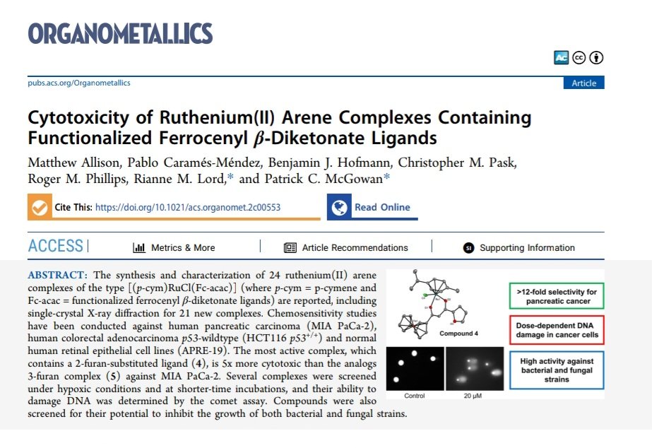 Great to finally see this published in @Orgmet_ACS ! Congratulations everyone 🎉🥂 especially Matt @PabloCMez and Ben 👏🏼👏🏼 @UEA_Chemistry @chemleedsuni

#inorganicchemistry #cancerresearch #metallodrugs

pubs.acs.org/doi/10.1021/ac…