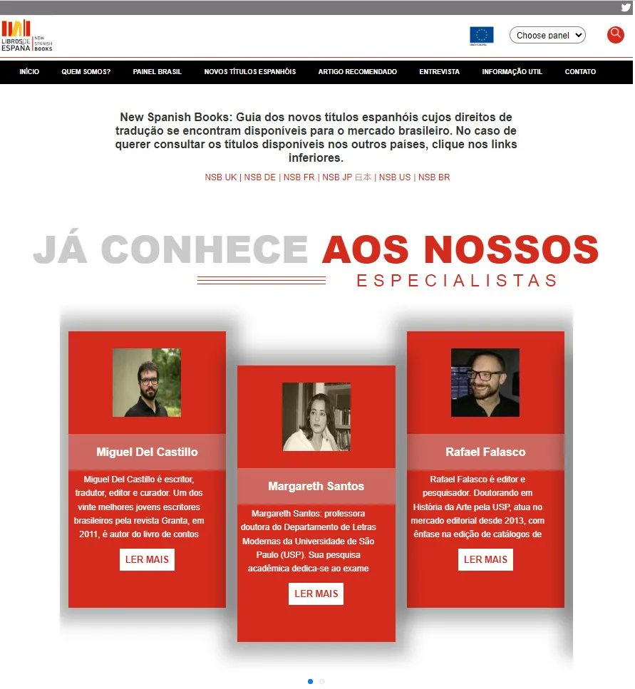 Entre no portal NSB e veja as obras espanholas selecionadas pelos nossos especialistas para a venda de direito autoral no Brasil!

Além disso, terá acesso a artigos e entrevistas relacionados ao mundo editorial espanhol 📚 

buff.ly/3iLs9gc