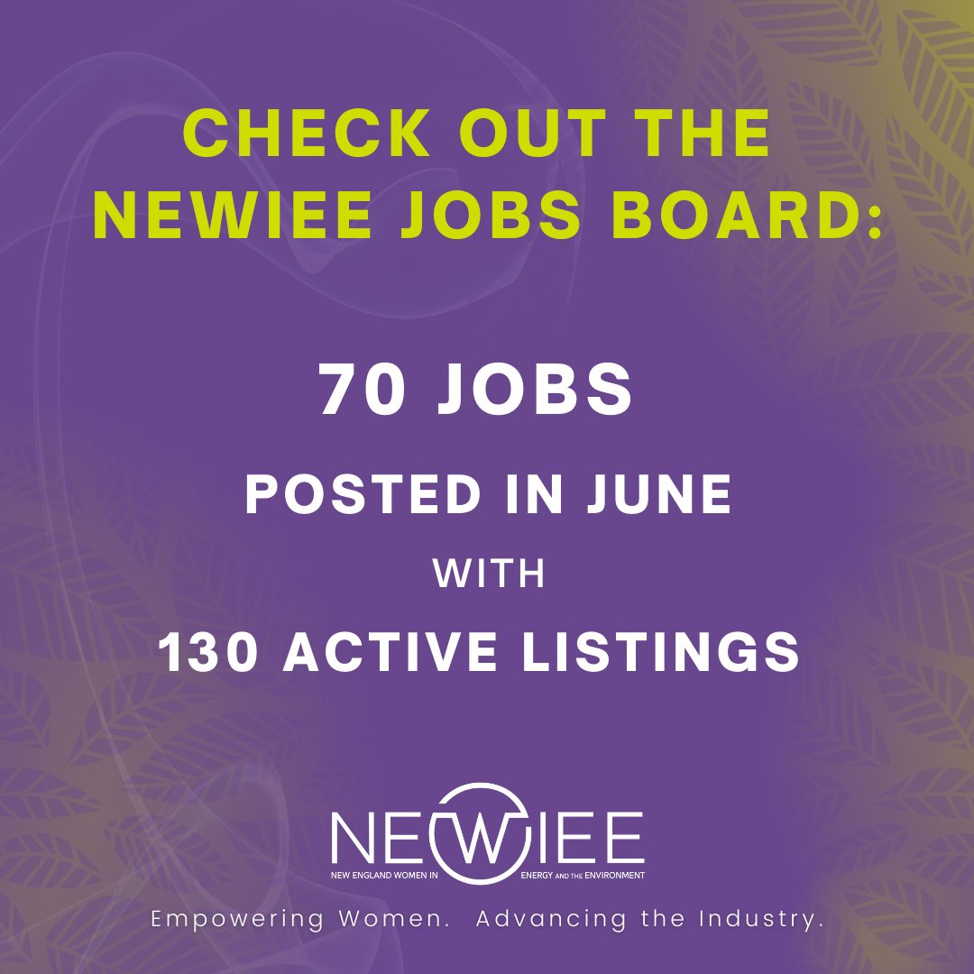 NEWIEE JOB BOARD:   In June, we posted 70 curated job opportunities within (or tangential   to) the fields of energy and the environment, and there are 130 active   posts on the board currently. newiee.org/jobs-board/

#EnergyJobs #EnvironmentalJobs #NewEnglandJobs