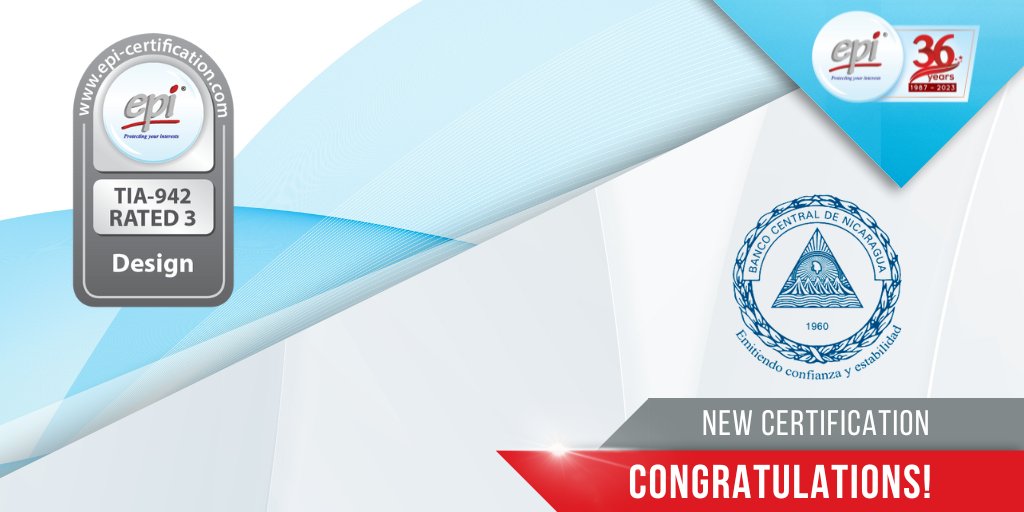 Congratulations Banco Central de Nicaragua BCN! It is our pleasure to award you the TIA-942 Rated-3 Design Certification for your Centros de Datos Modular Managua and Leon! View cert - epi-certification.com/sites/map/Nica…
#datacenters #infrastructure #certification #TIA942 #EPIgroup