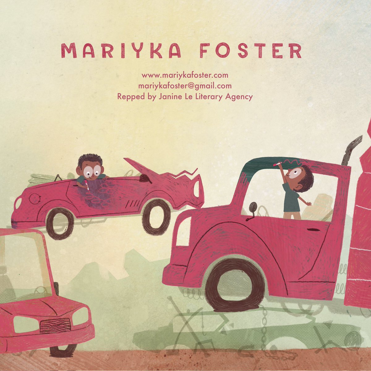 MariykaFoster's tweet photo. Yay, #kidlitartpostcard day! I am a bisexual Author-Illustrator repped by @JanineHLe . My debut children's book is set to be published summer 2024, with more stories in the works! I love to draw kids in motion, vehicles, &amp; unicorns 🦄 https://t.co/66KIfIUNij