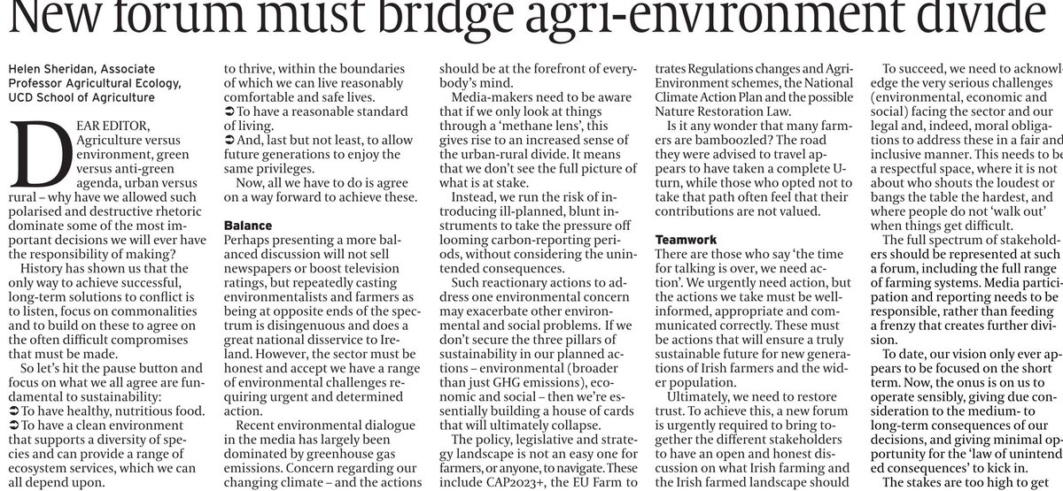 Damien O'Reilly (@damienohreilly) on Twitter photo An excellent letter from Professor Helen Sheridan <a href="/ucdagfood/">UCD School Ag & Food</a> in todays <a href="/farmersjournal/">Irish Farmers Journal</a> An excellent letter from Professor Helen Sheridan <a href="/ucdagfood/">UCD School Ag & Food</a> in todays <a href="/farmersjournal/">Irish Farmers Journal</a>