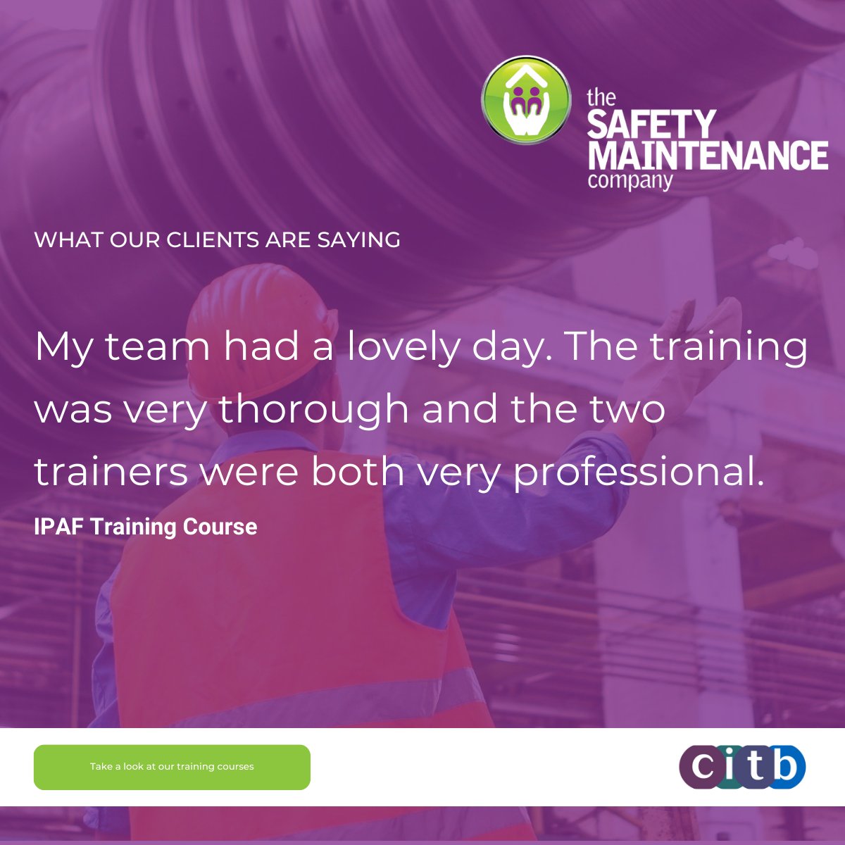 Yes we agree. Stuart and Danny do make a great team.

#dreamteam #tsmc #customerreviews #ipaf #healthandsafetytraining #leedstraining #safeworkingatheight