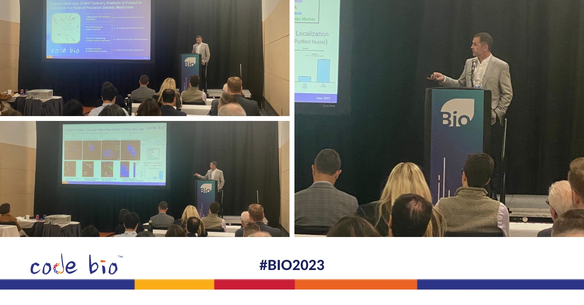 #ICYMI: Our CSO, Dave Anderson presented on our novel 3DNA platform at #BIO2023. He discussed how we’re pioneering an era of change in the delivery of transformational, non-viral #geneticmedicine. Learn more about our 3DNA platform: bit.ly/3XsOTBY