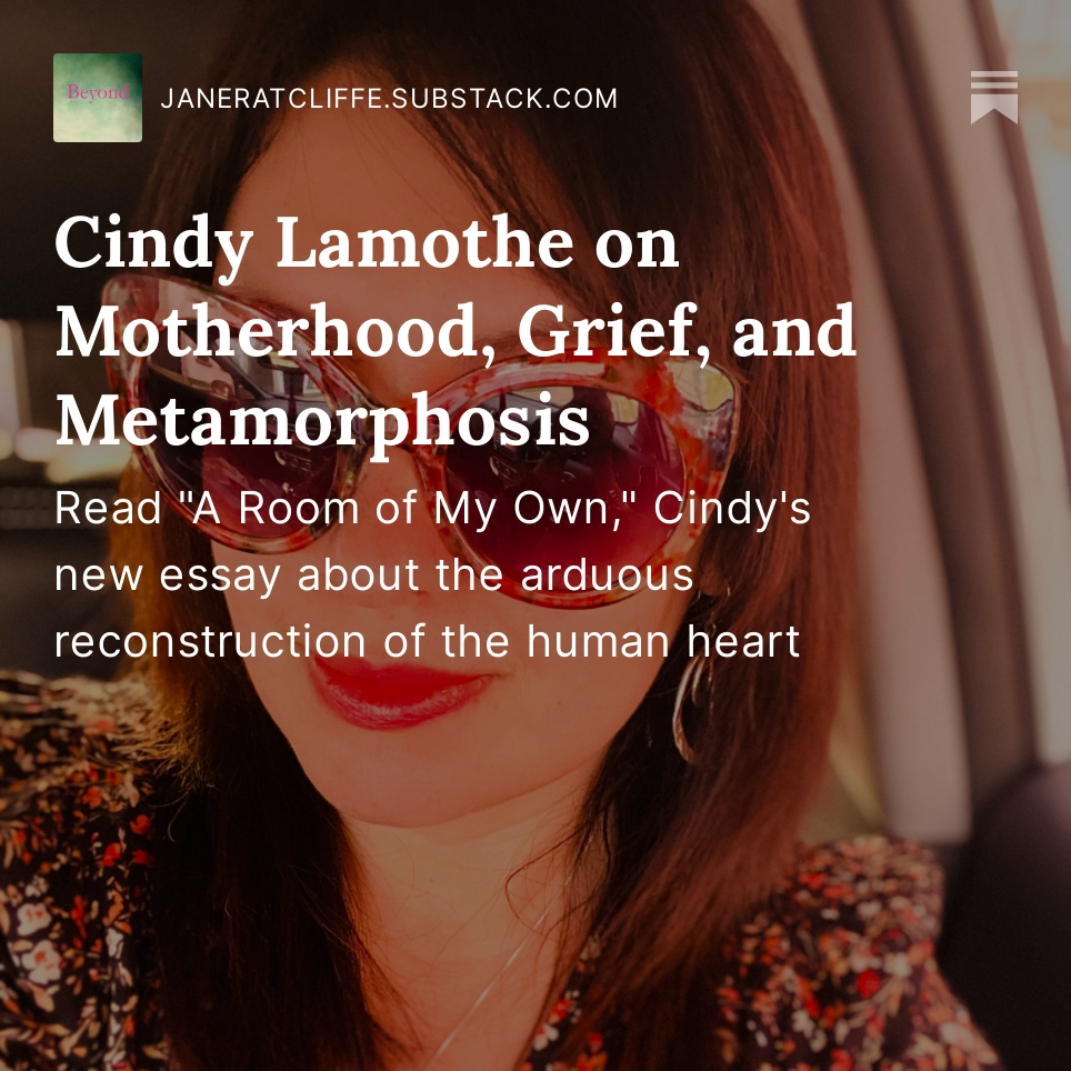 Jane Ratcliffe (@janegratcliffe) on Twitter photo Gorgeous essay from <a href="/CRLamothe/">Cindy Lamothe</a> on motherhood, grieving, and tending to the heart.
"No one warned me that giving birth, just like grieving, could shatter you wide open."
janeratcliffe.substack.com/p/cindy-lamothe Gorgeous essay from <a href="/CRLamothe/">Cindy Lamothe</a> on motherhood, grieving, and tending to the heart.
"No one warned me that giving birth, just like grieving, could shatter you wide open."
janeratcliffe.substack.com/p/cindy-lamothe