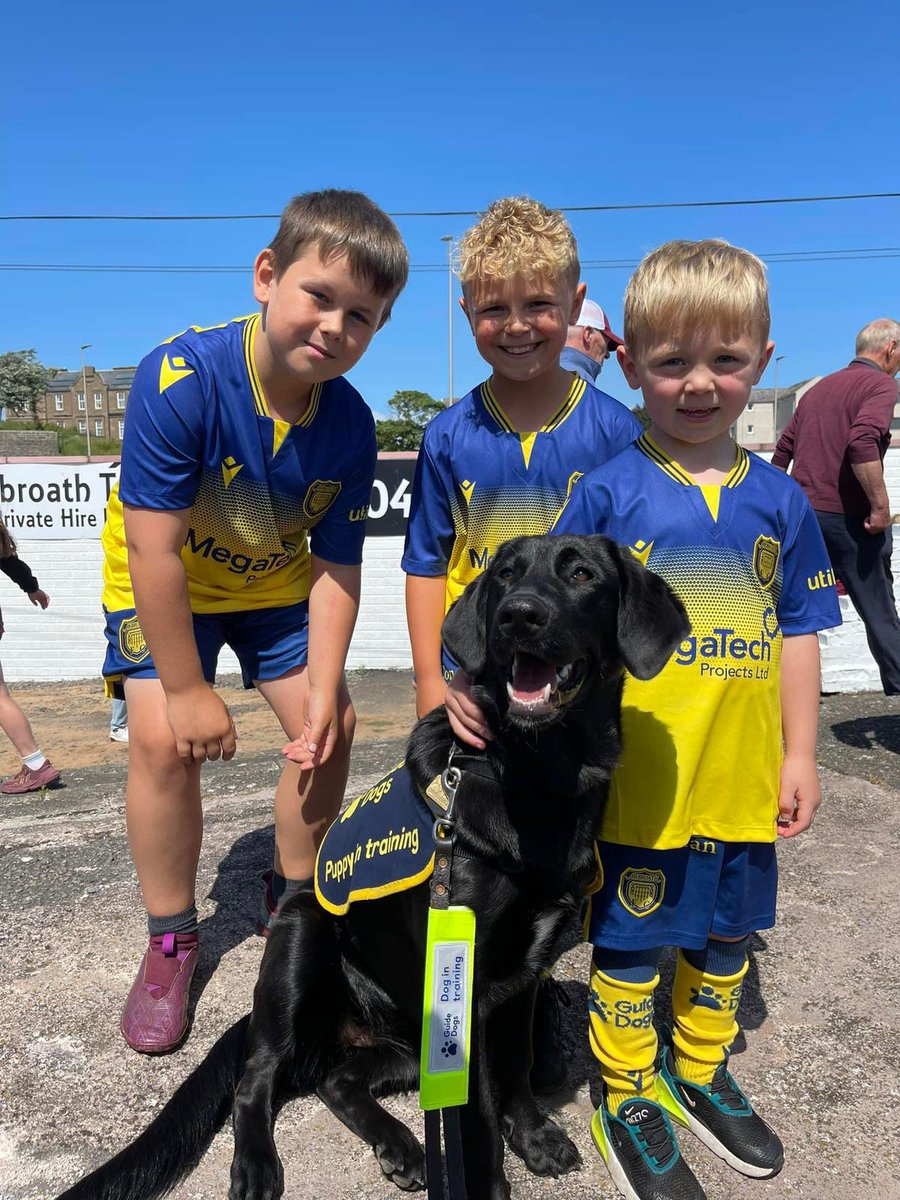 Quilla was delighted to meet these 3 young Lichties on Saturday who have all bought our new Charity 3rd Kit for @guidedogs @guidedogsscot These kit sales help the local charity and more importantly help with the training of new guide dogs!