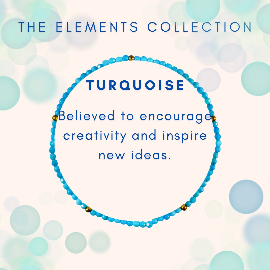 Our Gold + Turquoise Elements Bracelet will add a beautiful pop of color to any outfit! It is said that in crystal healing, the Turquoise crystal stone is associated with personal protection. 🙏💙