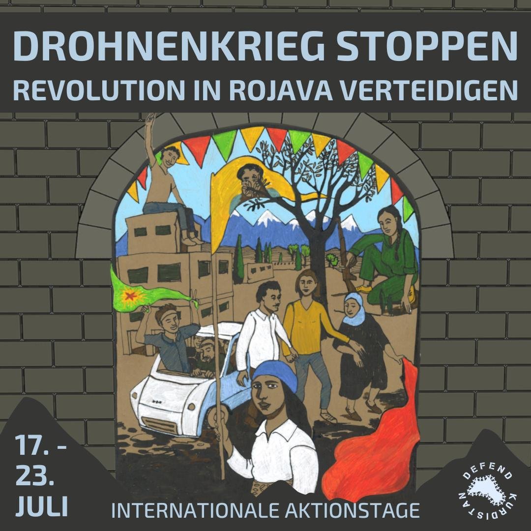 📢Internationale Aktionstage gegen den Drohnenkrieg in Rojava  
📅 17. - 23. Juli 

Allein seit Anfang Juni wurden mehr als 20 Menschen durch 🇹🇷 #Drohnen getötet, in Tel Rifat wurde ein Krankenhaus beschossen und die Zahl der Drohnenschläge ist in den letzten drei Jahren… 1/4