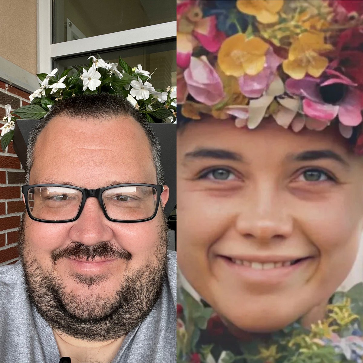MarcVon5's tweet photo. Sitting in front of this potted plant makes me feel like the girl from Midsommar! #midsommar #midsommarmovie https://t.co/p3KEGTVvz1