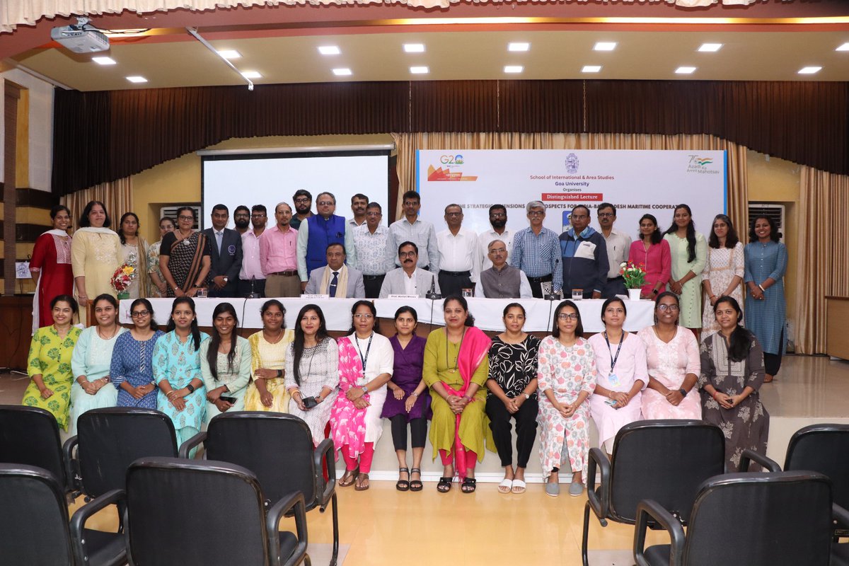 shaileshonomics's tweet photo. Rear Admiral Mohammad Musa, Hon VC of BSMR Maritime University, Dhaka visited @UniGoaIR to deliver a distinguished lecture on India-Bangladesh Maritime Cooperation. Chaired by Hon VC of @GoaUniversity Prof. HB Menon. @DrSJaishankar @MEAIndia @goacm @BDMOFA https://t.co/F5cCjYw8TM