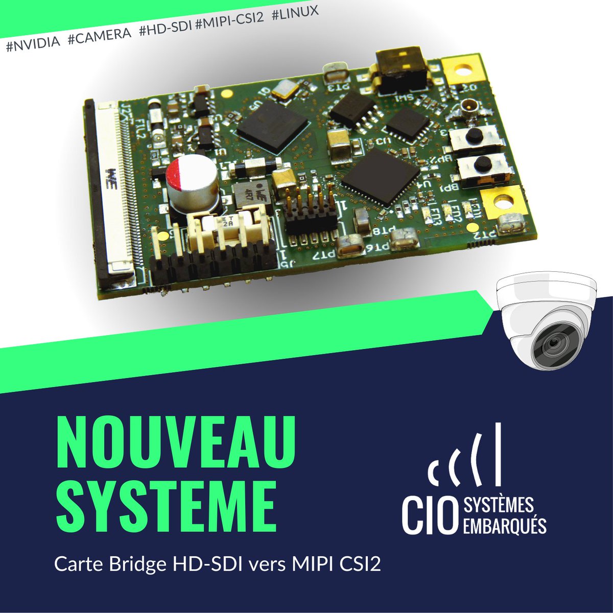 CIO_SysEmb's tweet image. Depuis quelques jours en cours de validation par notre équipe, cette carte permet l’intégration de caméra SDI dans l’écosystème NVIDIA (Jetson). Une nouvelle preuve du savoir faire de notre entreprise dans la gestion des flux vidéos, de l’électronique jusqu&apos;au driver haut niveau.
