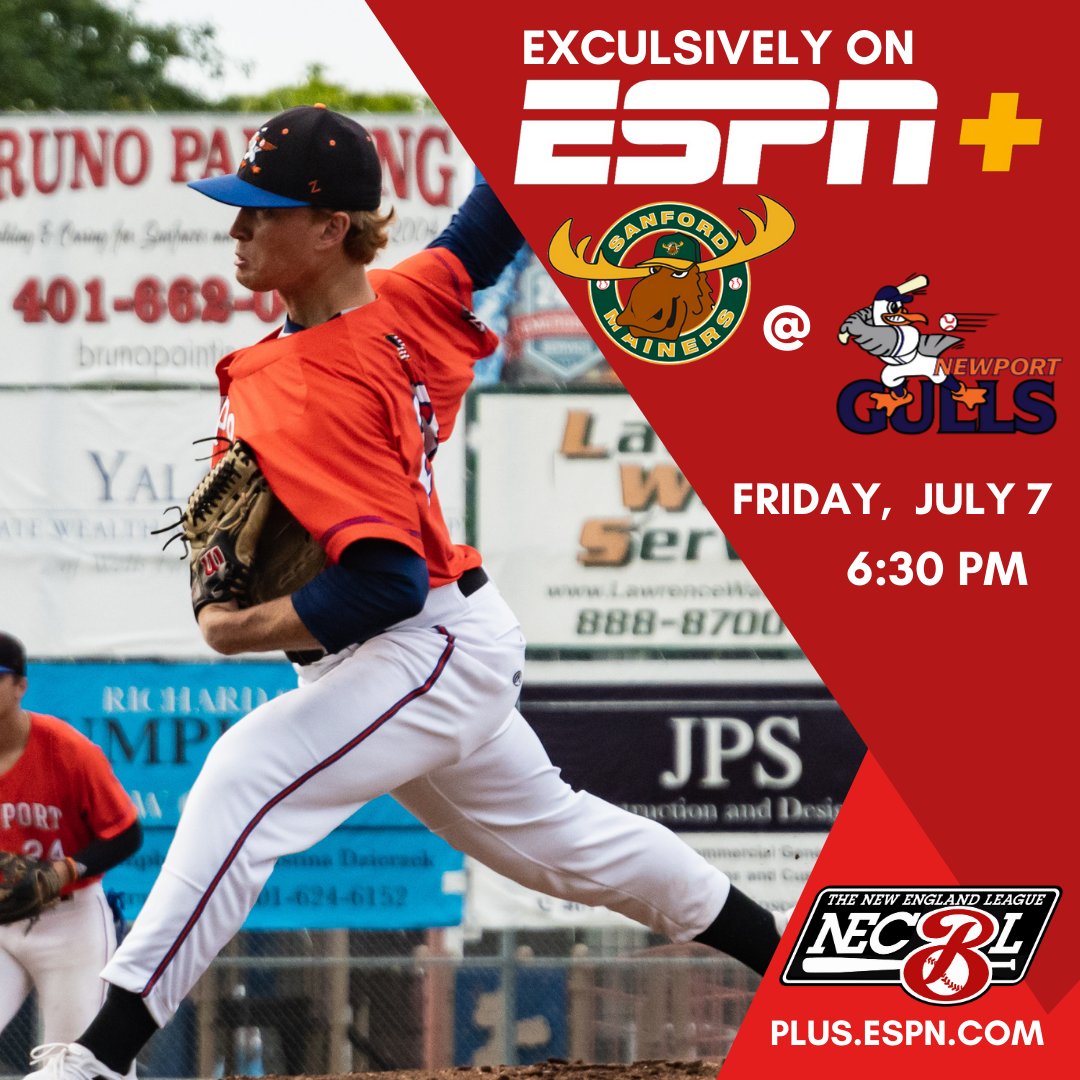 NewportGulls's tweet image. Broadcast Update: #theNELeague will broadcast the Friday, July 7th game between the Newport Gulls and Sanford Mainers exclusively on ESPN+ - Broadcast starts at 6:30 PM, and first pitch from Cardines Field is at 6:35 PM!"

espn.com/espnplus/catal…

#Gulls #baseball #College