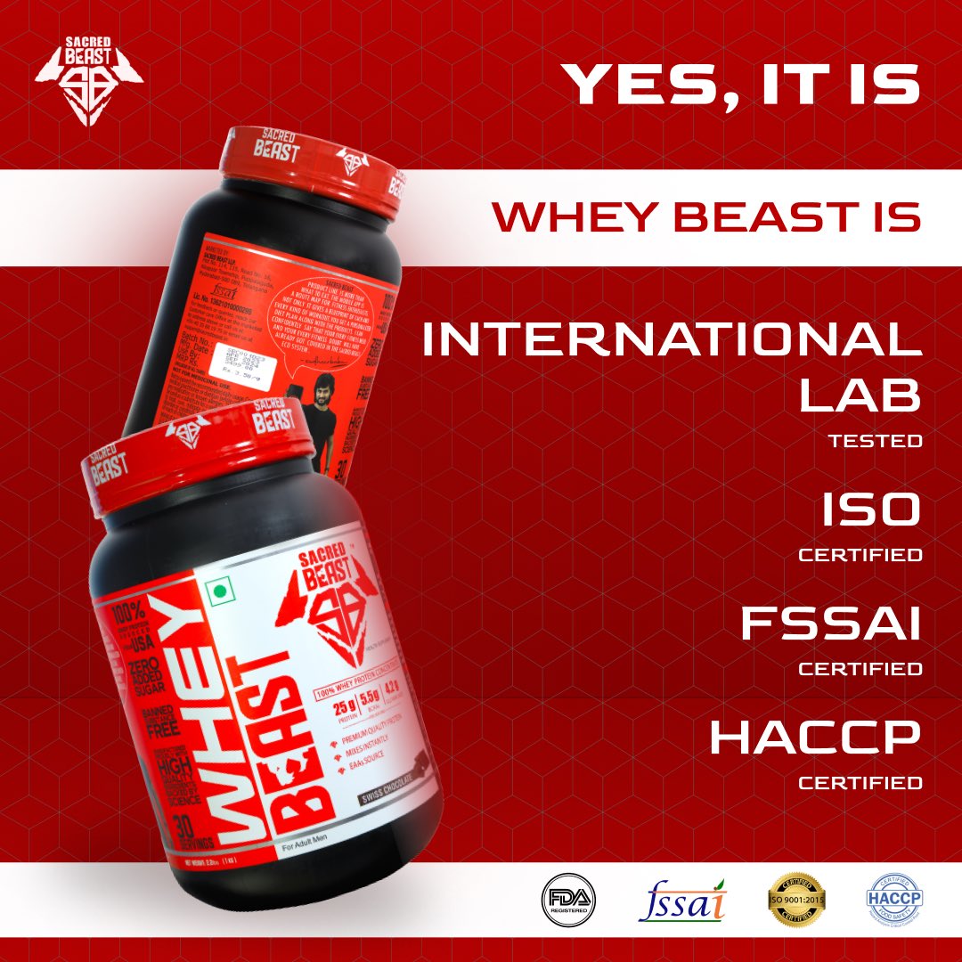 Whey Beast is the safest product for your fitness peak! All the tests have been done and dusted, take it now for the best sidekick to your workouts. 

#Fitness #FitnessMotivation #WheyProtein #ProteinShake #BestProtein #WheyBeast #SacredBeast #Motivation #WorkoutMotivation