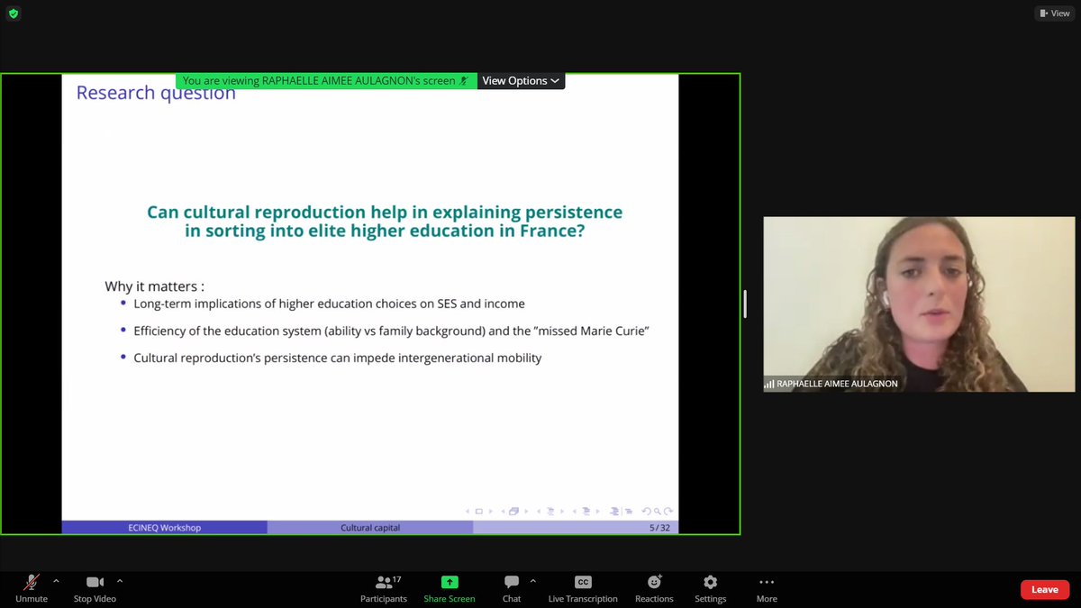 Last session on Education with a presentation by <a href="/RAulagnon/">Raphaelle Aulagnon</a> titled:

"Cultural capital and the (intergenerational) persistence of higher education: The case of France"

Alain Trannoy (<a href="/amseaixmars/">AMSE → 🦋 @amseaixmars.bsky.social</a>) and <a href="/SteBenveniste/">Stéphane Benveniste</a> will discuss the paper!

👉 Join us: univ-amu-fr.zoom.us/wc/8147522993