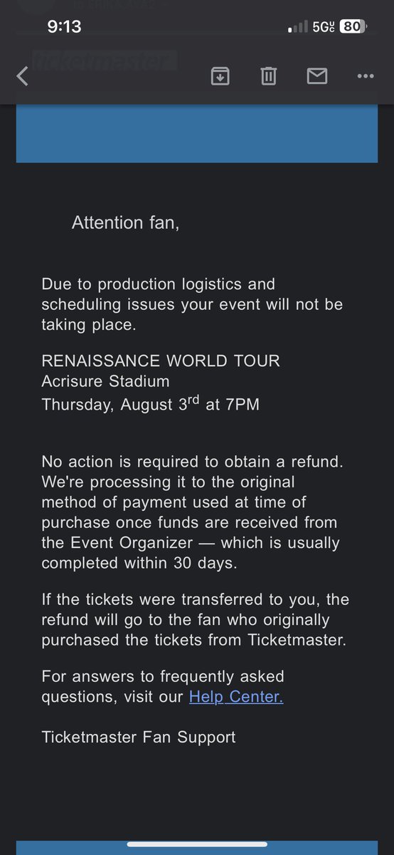 _bLankitax's tweet photo. @Beyonce you just cancel my concert. WTF these were front row seats!!  #BeyonceRenaissanceTour https://t.co/Pd7ylt6lxO