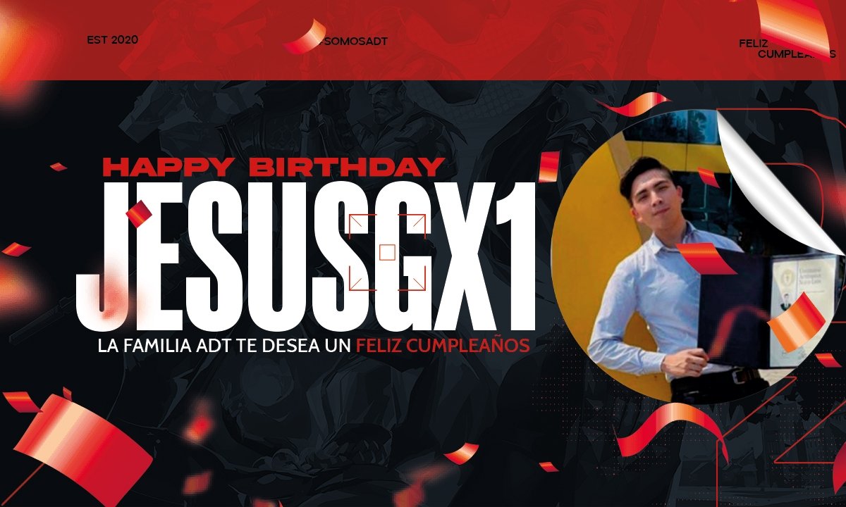 Le deseamos feliz cumpleaños a nuestro jugador de la división de OW2 <a href="/Jesusgx1l/">Jesus Torres</a>  🎂🎉

Te deseamos lo mejor y que lo pases super con tu Familia .

#SomosADT