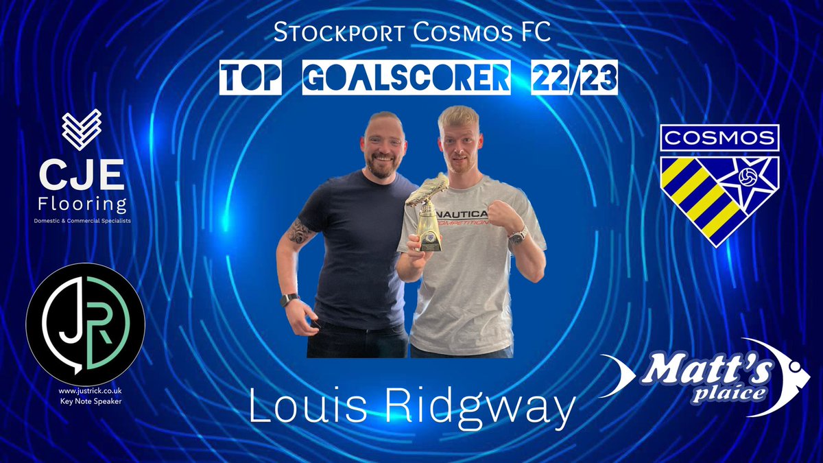 Stockport Cosmos Colts Awards 2022/23. 

Top Goalscorer. Louis Ridgway. 

Lou has been a real leader this season for the club, his will to win and burning desire to succeed makes him a pleasure to manage. Well done Louis.