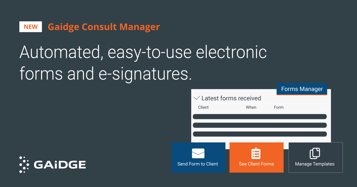 GaidgeOrtho's tweet photo. Did you know that unlimited, customizable digital intake forms are included in our new Gaidge Consult Manager? Gaidge Forms level up your intake experience with integrated, electronic forms with automated follow ups and tracking. Learn more at: https://t.co/xebd7VQPrL https://t.co/V7bUjsOy2R