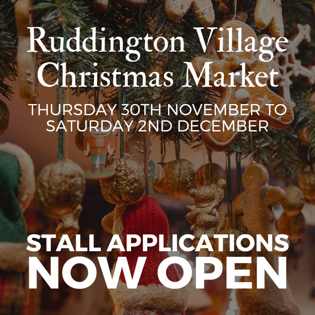 Applications now open for the 2023 Christmas market! This year, we'll be changing things up, taking on board valuable feedback, and adapting the event to ensure stall holders, visitors and the community have the best time possible.

Apply at ruddingtonvillagemarket.co.uk/christmas
🎄🔔🎅⛄❄️