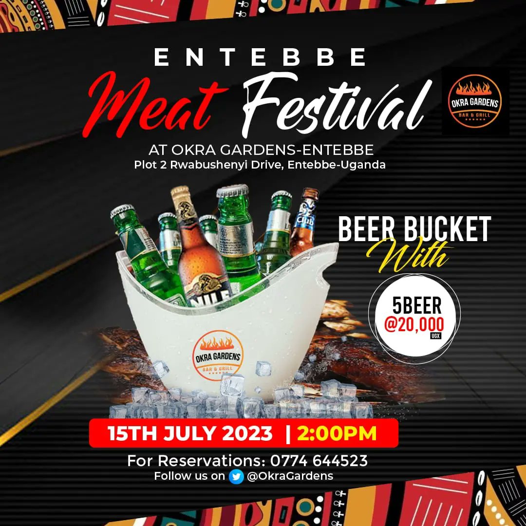 ElvisTrich's tweet photo. #AD

On 15th July, we shall be at @OkraGardens for this amazing plot. It's the #EntebbeMeatFestival
Tell a friend to tell a friend to tell a friend that it's going to be a great experience. 🥳🥳🥳🥳 #OkraGardensEntebbe https://t.co/GiULaKMLkT