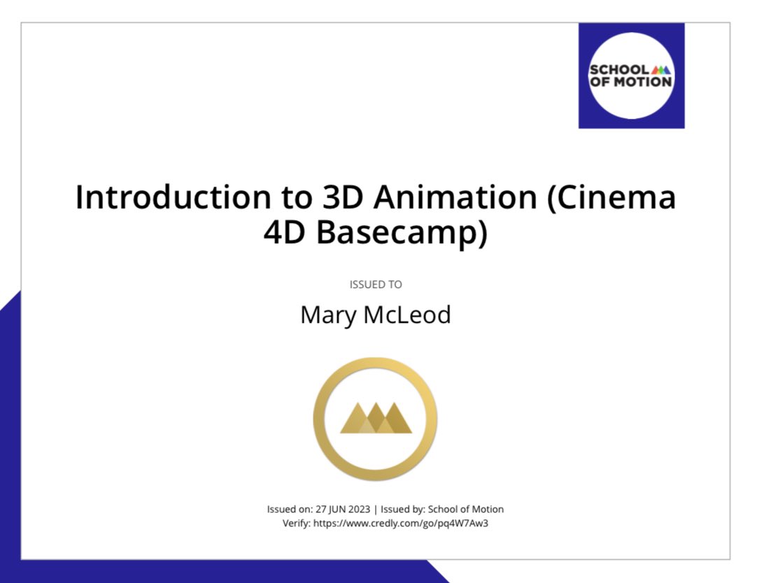 Just finished up a 3D animation course with School of Motion. It was a lot of fun and I can’t wait make assets for AR and VR experiences.
