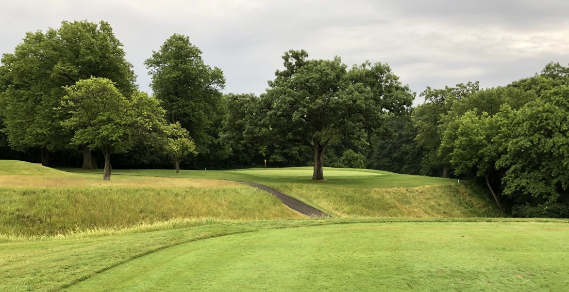 Embrace debate started by <a href="/ForePlayPod/">Fore Play</a> earlier this week. From the tips, <a href="/JanesvilleGolf/">Janesville Golf Courses - Riverside & Blackhawk</a>'s Riverside Golf Course par-3 12th hole plays 108 yards over a giant oak tree. What's your play?