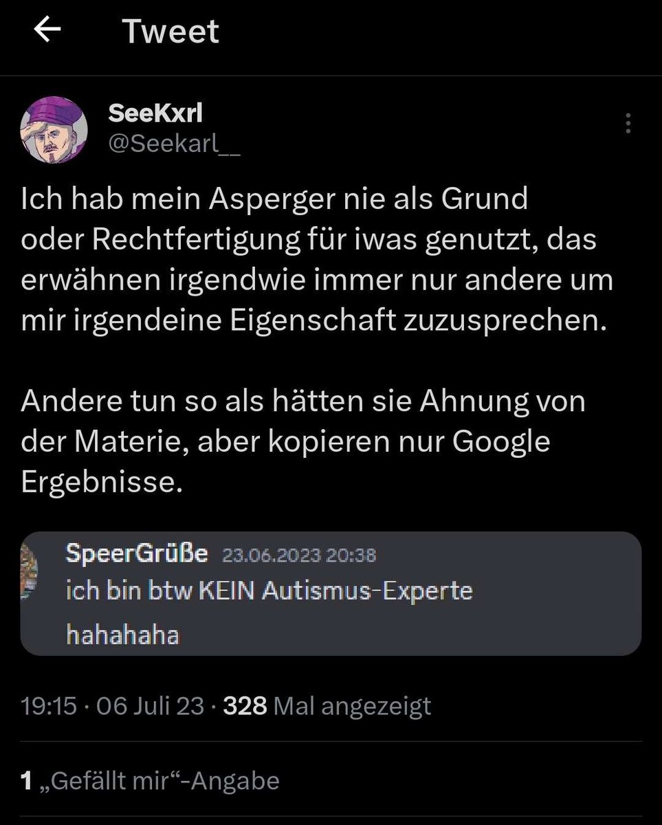 speergruesse's tweet photo. Ok, da wird wieder hinter dem Block geredet, aber ich antworte dir gerne: Ich habe im Video ausdrücklich gesagt, dass ICH die Autismus-Entschuldigung nicht von dir, sondern eben von Dritten gehört und gelesen habe.
Dachte du hast das Video zumindest geguckt, schade.
#seekarl https://t.co/hpiaMq1oV7
