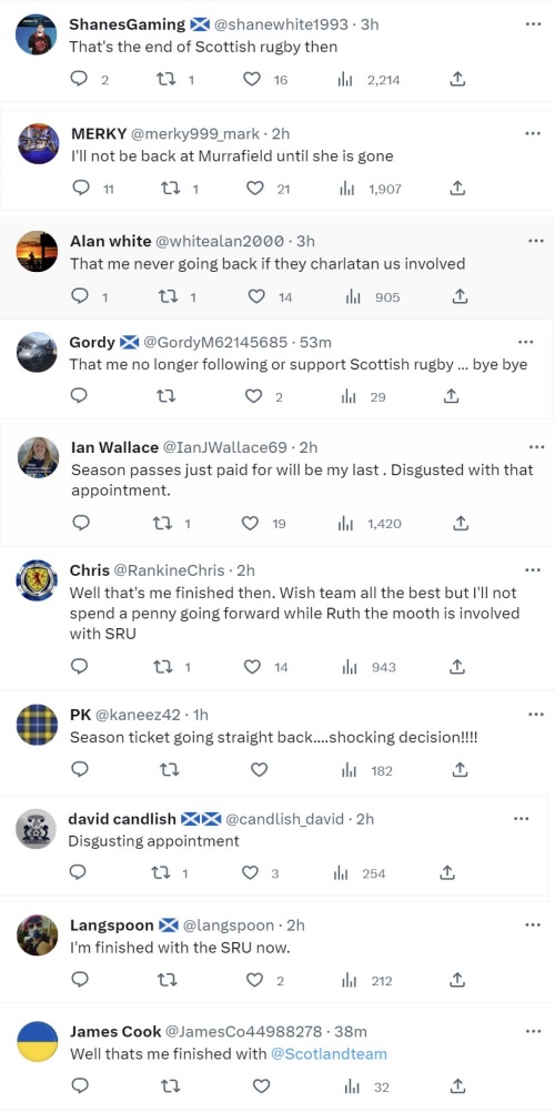 AgentP22's tweet photo. Scottish Rugby announces the appointment of Ruth Davidson as a Non-Executive Director and the Scot Nat meltdown is glorious!

😂😂😂😂😂 https://t.co/5JPe0uii6D